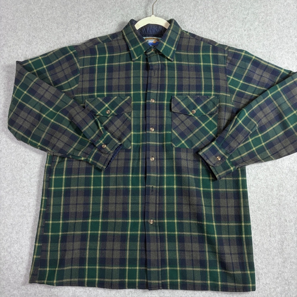 Shaver Lake Outdoor Gear Men L Green Plaid Button Down Shirt Acrylic Blend